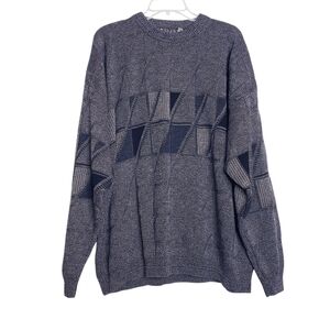 Vintage Tan & Black Oversized Knit Crew Neck Pullover Sweater Women's Size 3X